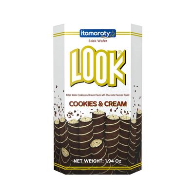 LOOK Rolled Wafers - Cookies and Cream - Rolled Wafer Sticks, Creme Filled Wafers, Rolled Cookies for Coffee, Tea, Ice Cream, Snacks, Parties, Gifts, and More - 1.94oz - 20-Count