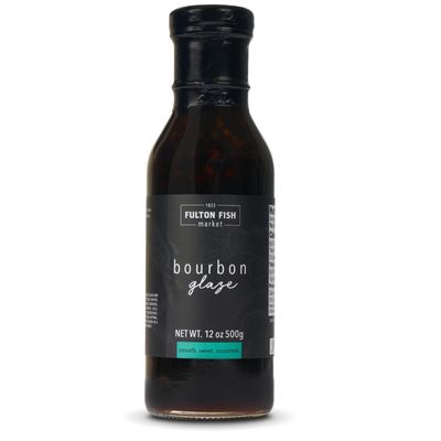 Fulton Fish Market Sweet Bourbon Seafood Glaze - Smooth, Rich, and Succulent Sauce for Fish, Salmon and Shellfish - All Natural, Small Batch Crafted - 12oz