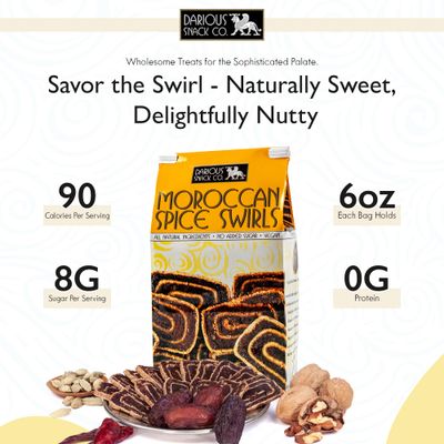Darious Snack Co VEGAN and PALEO Moroccan Spice Date Swirls for Delicious BreakFast, Slightly Sweet And Savory Snacks, All Natural Ingredients, Holiday Food Gifts, 3 Pack - 6 oz Each Bag