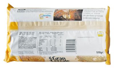 Mulino Bianco: Gran Cereale Classico Cereals Cookies Classic Taste, High in Fibers Biscuits 17.63 Ounces 500g Packages Pack of 2 Italian Import