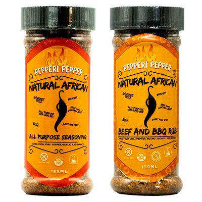 Pepperi Pepper Natural African BBQ Rub Jollof Rice &amp; All Purpose Suya spice seasoning, Cajun Spicy Grilling, stews and sauces chili mix, Meat Seasoning Pack of 2 for Chicken, Steak, Beef, Jerky, Ma...