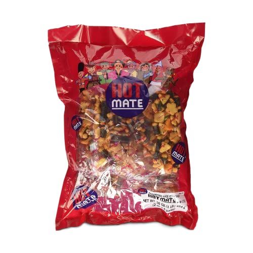Shirakiku Hot Mate Japanese Rice Cracker Oriental Asian Arare Rice Crackers with Glutinous Rice, Wasabi Green Peas, and Soy Sauce Mixed Flavor, 16 oz. Pack of 1