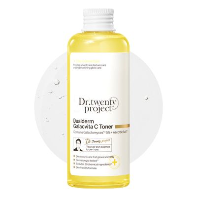 Dr.twentyproject Dualderm Galacvita C Toner 7.8 fl oz - Vitamin C Toner with niacinamide and galactomyces for brightening, Hydrating, Nourishing, and Smoothing - Korean Skin Care