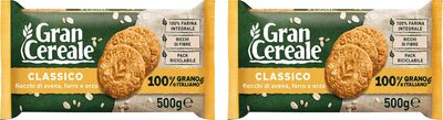Mulino Bianco: Gran Cereale Classico Cereals Cookies Classic Taste, High in Fibers Biscuits 17.63 Ounces 500g Packages Pack of 2 Italian Import