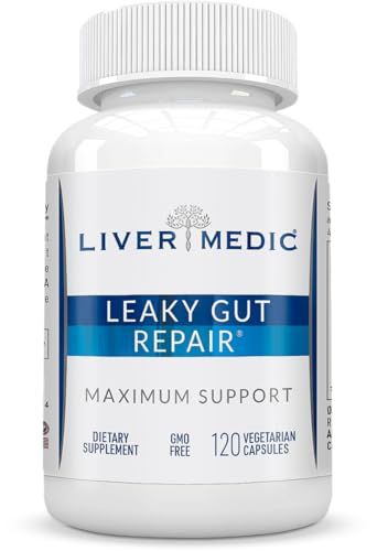 Liver Medic Leaky Gut Repair Supplement - Glutamine, Slippery Elm, Quercetin, Licorice Root. Supports IBS, Heartburn, Bloating, Gas, Constipation, SIBO, Energy Levels, 120CT