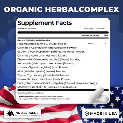 CORSA365 Liver Health and Gallbladder Support Formula - Liver Cleanse Detox &amp; Repair Herbal Complex with Rosehips St. John's Wort Chamomile - Gallbladder Liver Supplements for Women Men - 60 Capsules