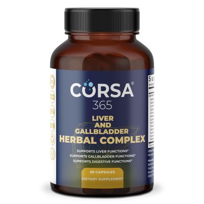 CORSA365 Liver Health and Gallbladder Support Formula - Liver Cleanse Detox &amp; Repair Herbal Complex with Rosehips St. John&#39;s Wort Chamomile - Gallbladder Liver Supplements for Women Men - 60 Capsules