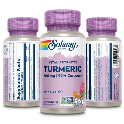 SOLARAY Turmeric 300 mg - Joint Support Supplement - Turmeric Root Extract with 95 Curcumin - Joint Health and Heart Health Support - Vegan, Lab Verified, 60-Day Guarantee 120 CT