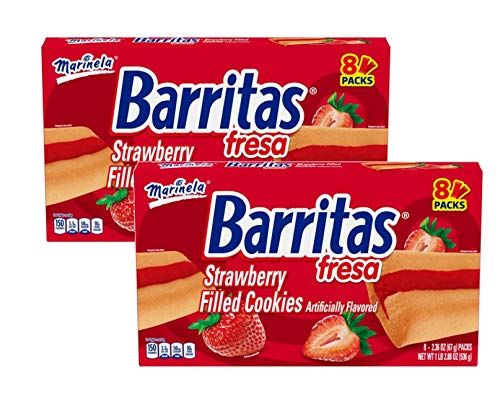 Marinela Barritas Fresa Strawberry Filled Cookie Bars, Individually Wrapped - 2 Boxes 16 ct.
