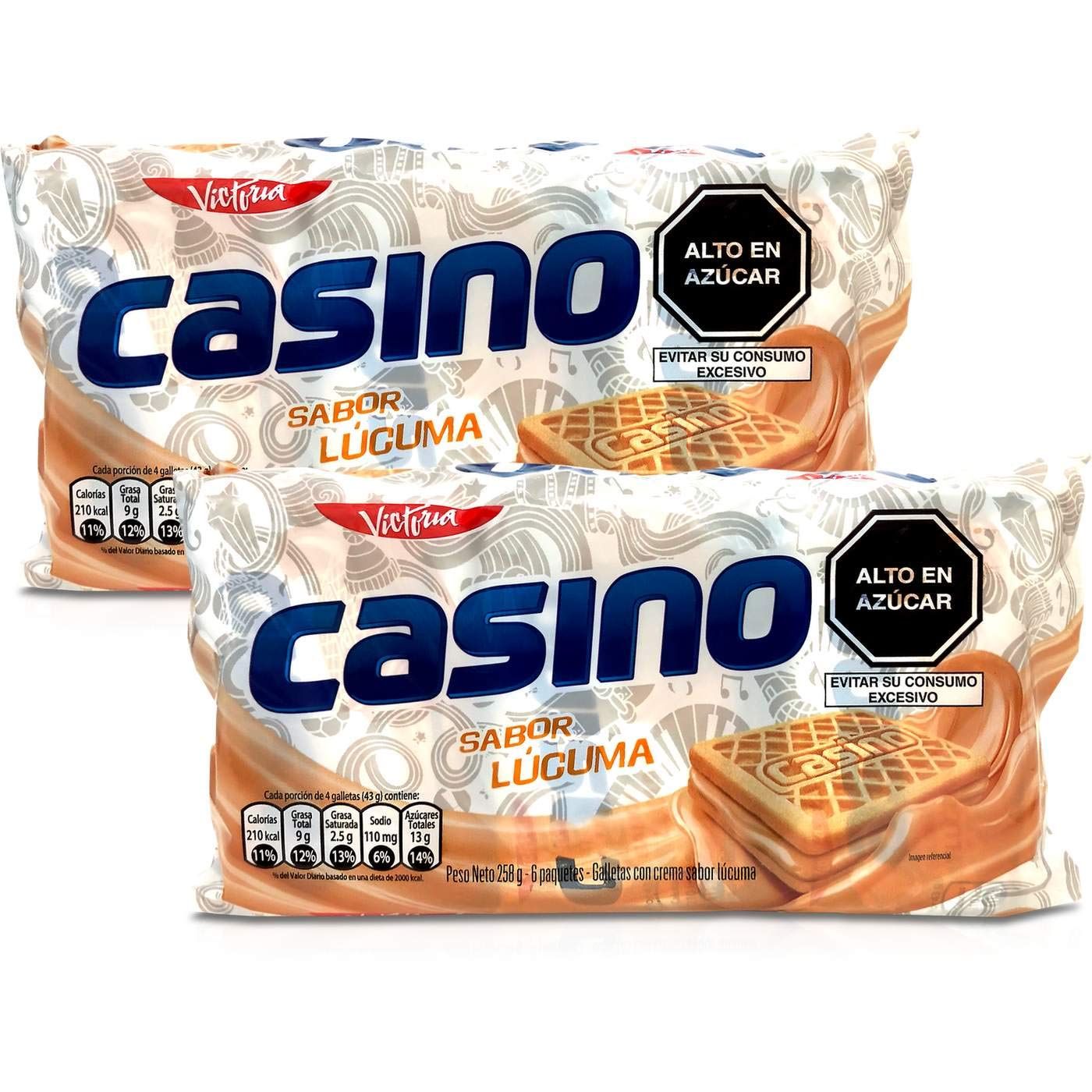 Generic VICTORIA Casino Galletas Peruanas con Crema Sabor Lucuma 2 Pack Peruvian Casino Lucuma Cookies - 2 Pack