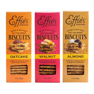 Effie&#39;s Homemade Biscuits - Variety Pack - Oatcakes, Walnut, Almond - 3 Pack