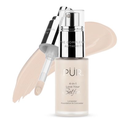PUR Beauty 4-in-1 Love Your Selfie Foundation &amp; Concealer - Longwear Full Coverage Liquid Makeup Foundation with Hydrating Blend for Refined-Looking, Natural Beauty Glow, Skin Texture &amp; Tone