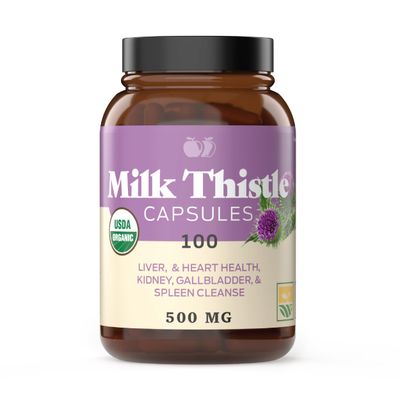 Complete Natural Products Pure Organic Milk Thistle Capsules - 500 mg Silymarin Powder 100 Pills
