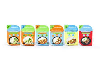 ShanYi Instant Microwave Meals Ready to Eat, Japanese Curry Tuna, Teriyaki Tuna Steak, Thai GreenPanang Curry with SalmonTuna and Jasmine Rice, Prepared Foods, 250g8.8oz, 6-in-1 Mixed flavors, 6 Pack