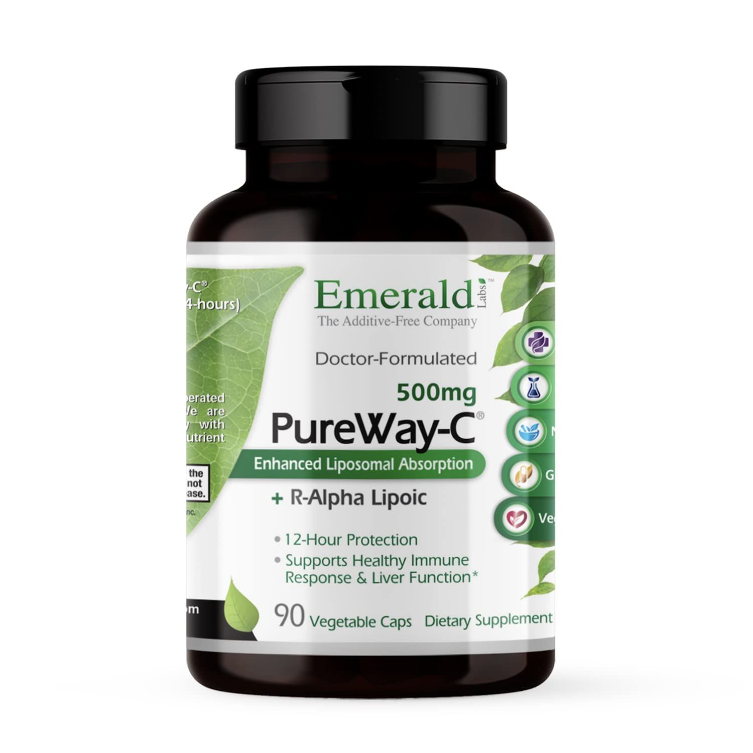 EMERALD LABS PureWay-C - Liver &amp; Immune Support Supplement with R-Alpha Lipoic Acid - Fast-Absorbing Vitamin C - 90 Vegetable Capsules 45-Day Supply