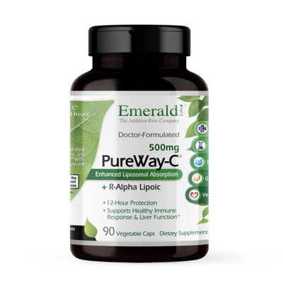 EMERALD LABS PureWay-C - Liver &amp; Immune Support Supplement with R-Alpha Lipoic Acid - Fast-Absorbing Vitamin C - 90 Vegetable Capsules 45-Day Supply