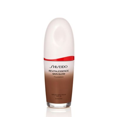 Shiseido RevitalEssence Skin Glow Foundation SPF 30, 530 Henna - Buildable, Medium Coverage - 24-HR Hydration &amp; 12-HR Wear - Transfer, Crease &amp; Fade Resistant - Non-Comedogenic - All Skin Types