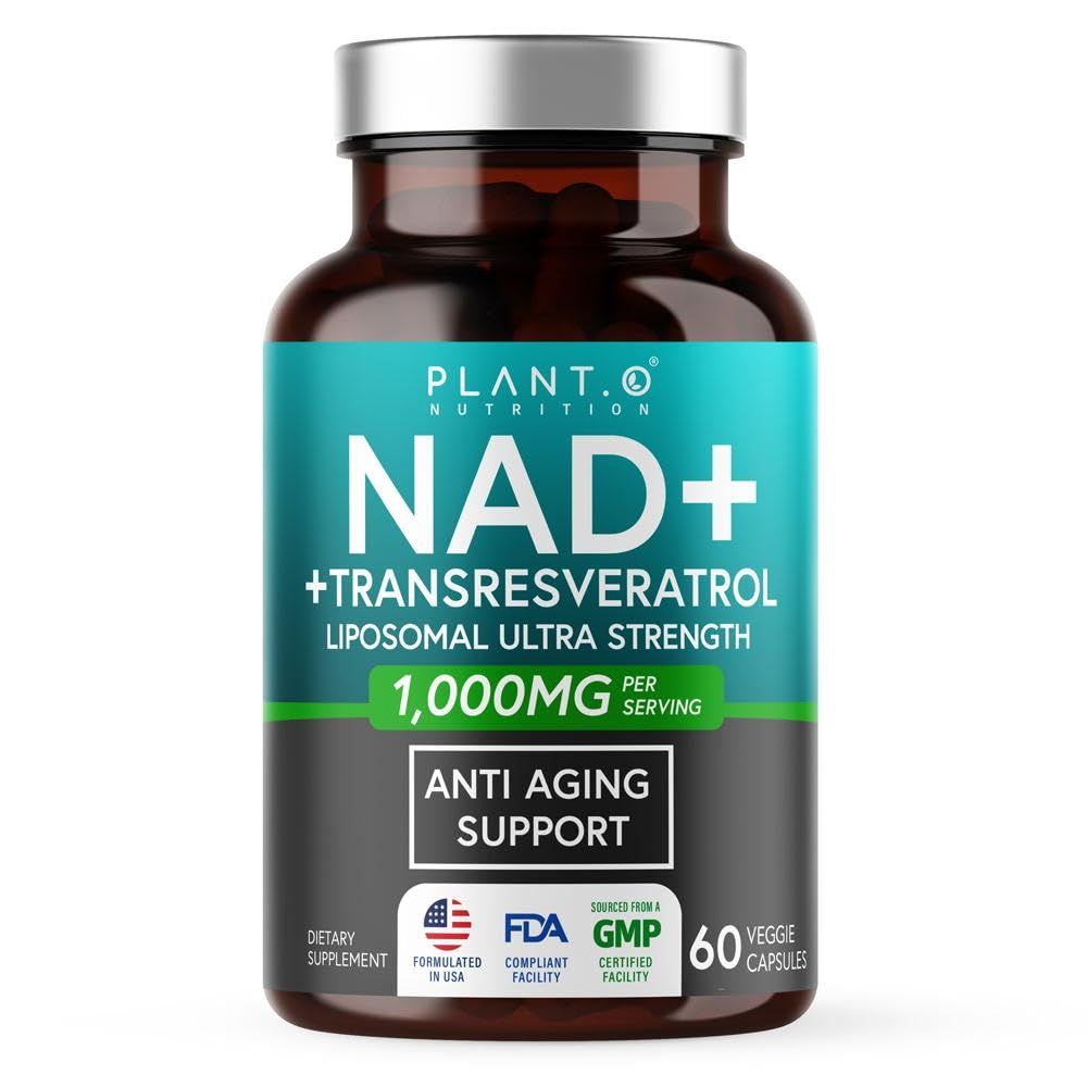 NAD Supplement High Purity 500mg of 95 Pure NAD Plus with Resveratrol - NMN and Nicotinamide Riboside Alternative for Energy, Anti-Aging, Cell Regeneration, Focus - 60 Pills