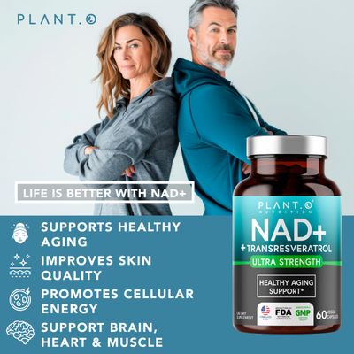 NAD Supplement High Purity 500mg of 95 Pure NAD Plus with Resveratrol - NMN and Nicotinamide Riboside Alternative for Energy, Anti-Aging, Cell Regeneration, Focus - 60 Pills