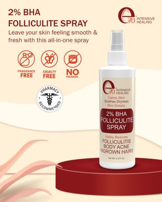 e70 2 BHA Folliculite Body Oil Spray - Salicylic Acid Body Mist with Tea Tree Oil & Aloe Vera - Spray Moisturizer for Dry Skin, Clogged Pores & Irritation, 4 fl. oz