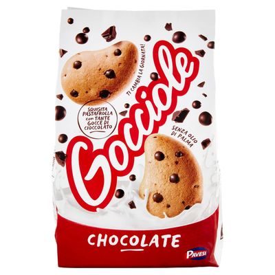 Pavesi:Gocciole Chocolate Biscuits with Chocolate drops, no palm oil - 17,6 Oz 500g