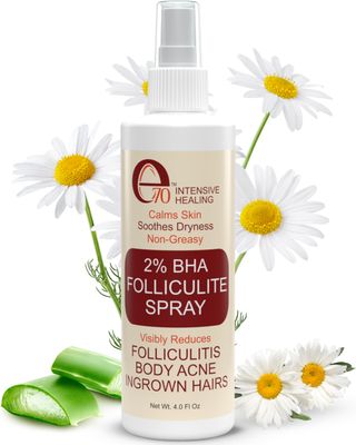 e70 2 BHA Folliculite Body Oil Spray - Salicylic Acid Body Mist with Tea Tree Oil &amp; Aloe Vera - Spray Moisturizer for Dry Skin, Clogged Pores &amp; Irritation, 4 fl. oz