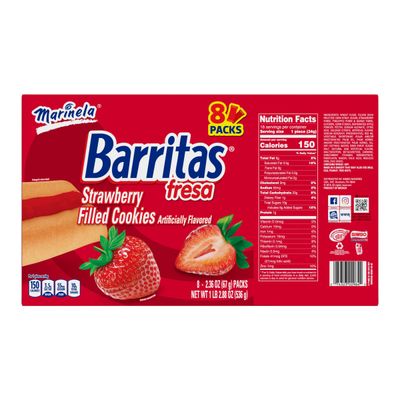 Marinela Barritas Fresa Strawberry Soft Filled Cookie Bar 1 pack 8 count