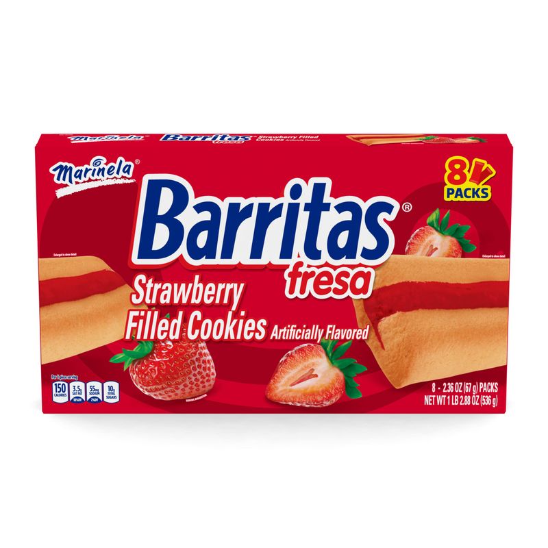 Marinela Barritas Fresa Strawberry Soft Filled Cookie Bar 1 pack 8 count