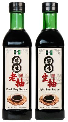 NPG Premium Light and Dark Soy Sauce Set 16.9 FL Oz Pack of 2 , Soy Dipping Sauces for Fish, Dumpling, Noodles, and Marinade Meat, Perfect Condiment for Japanese Sushi, Sashimi, Asian Stir Fry, Veg...