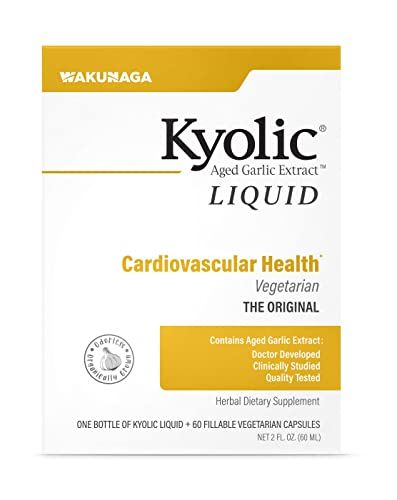 Kyolic Aged Garlic Extract Liquid Vegetarian Cardiovascular, 2 Ounce Bottle Plus 60 Refillable Capsules Packaging May Vary