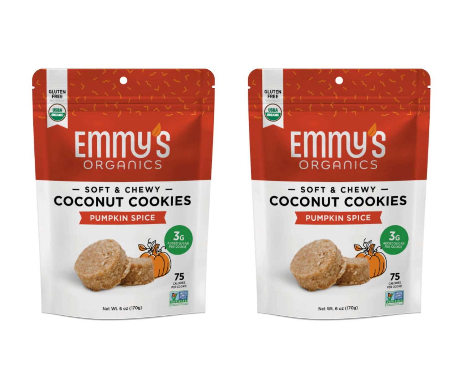 Emmy&#39;s Organics Pumpkin Spice Coconut Cookies, 6 oz, Pack of 2