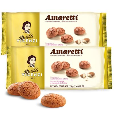 Matilde Vicenzi Amaretti Cookies - Gourmet Italian Crispy Almond Cookies - Bite-Sized Traditional Coffee &amp; Tea Biscuits Made in Italy - 6.17 oz 175g, 2 Pk