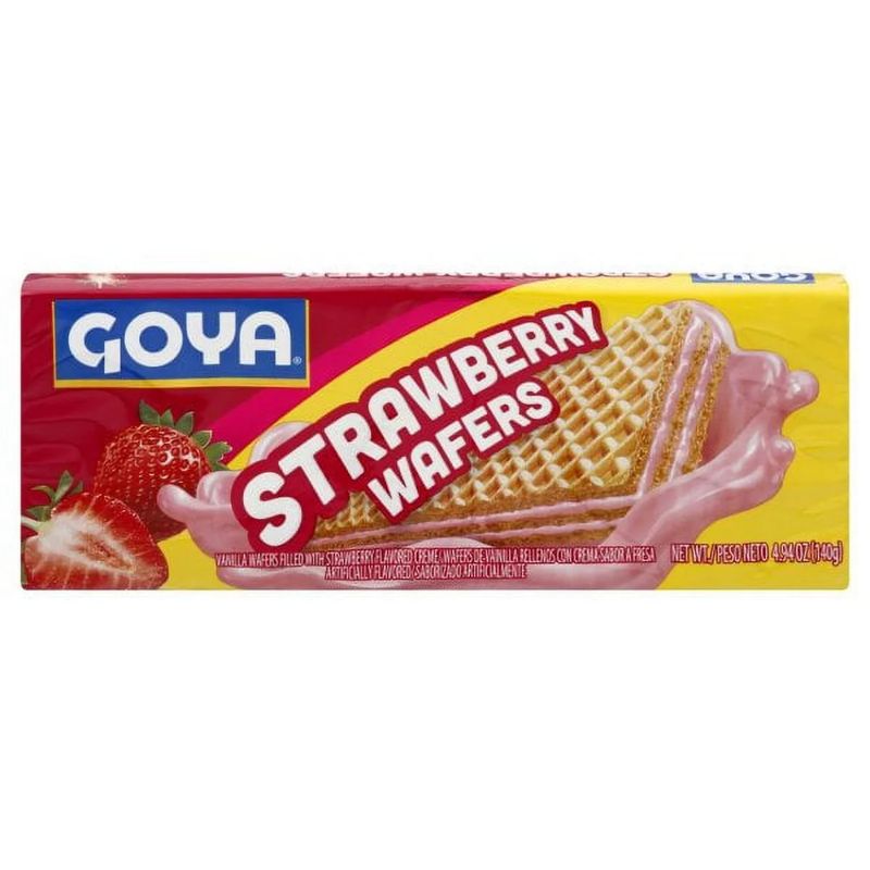 Strawberry Wafer Cookies by Goya, Light and Crisp Wafer Cookies, Sweet Snacks for School and Work, Lunch Box Treats, Baked Goods, 4.94 oz.