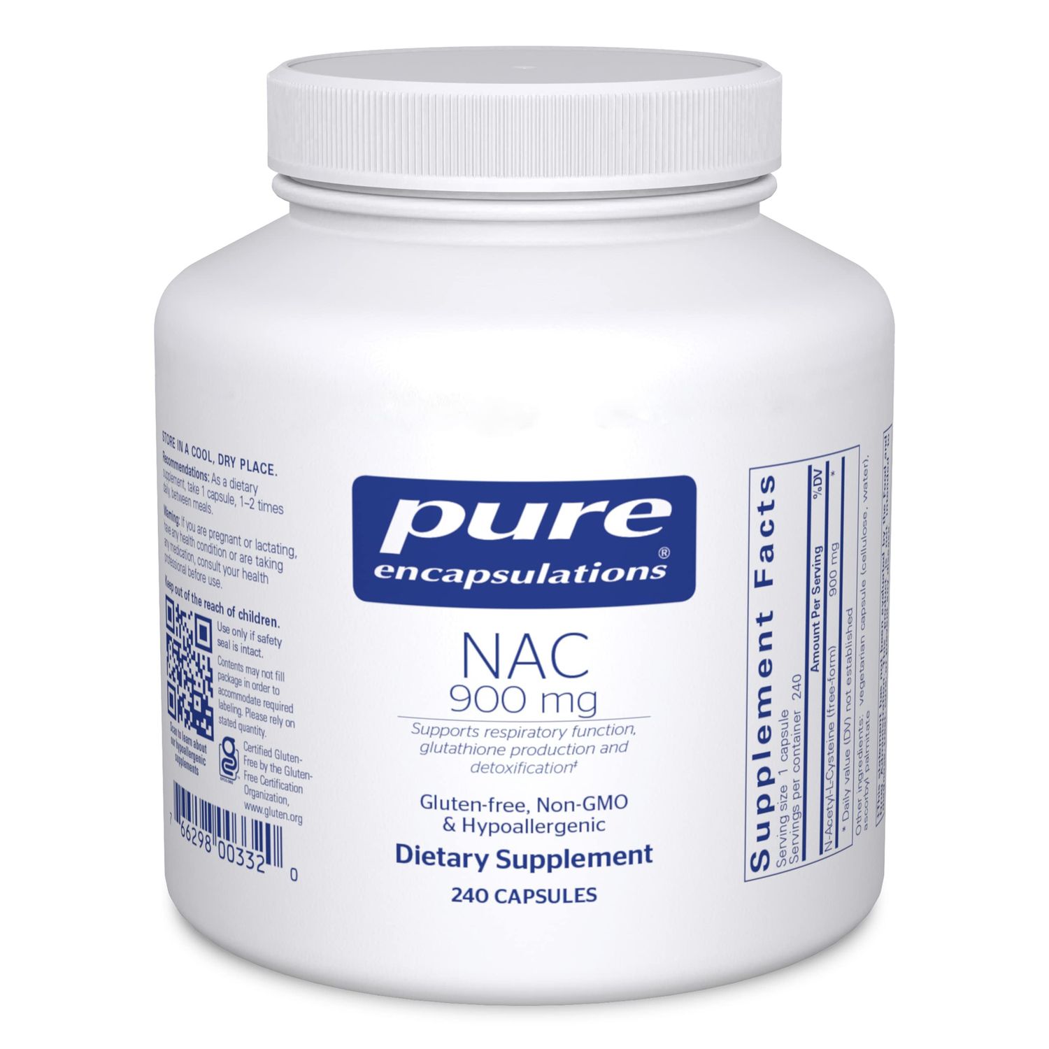 Pure Encapsulations NAC 900 mg - N-Acetyl Cysteine Amino Acid Supplement for Lung &amp; Immune Support, Liver &amp; Antioxidants - 240 Capsules