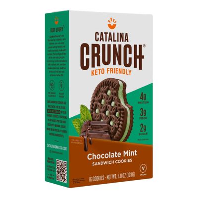 Catalina Crunch Chocolate Mint Keto Sandwich Cookies 6.8 Oz Box Keto Snacks Low Carb, Low Sugar Vegan Cookies, Plant Based Protein Cookies Keto Friendly Foods, Keto Dessert