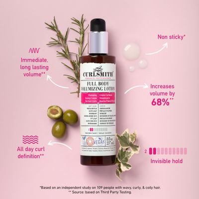 CURLSMITH - Full Body Volumizing Hair Lotion, Curl Definition, Instant Volume and Non-Sticky, for Wavy, Curly or Coily Hair, Vegan 237ml8fl oz