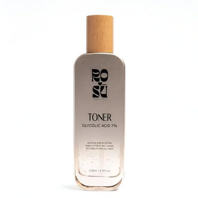 Rosu NEW YORK Glycolic Acid 7 Toner - 120 ml Exfoliating Serum for Exfoliating, Pore Minimizing, pH Balancing, Alcohol-Free Formula for All Skin Types, Refreshing Facial Toner for Hydration