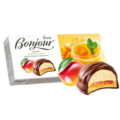 KONTI Bonjour Mango Flavor Gourmet Desserts for Any Occasion - Individually Portion Souffle Cookies Make a Sweet Treat for Parties or a Snack - Healthy Desserts Ideal for Sharing or Treating Yourself