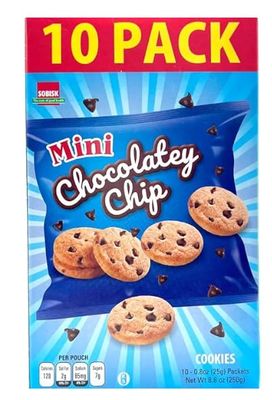 Sobisk Mini Chocolatey Chip Cookies 10 pack - Tiny cookies, big flavor-perfect for quick snacks or sharing.