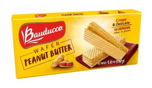 Bauducco Peanut Butter Wafers - Crispy Wafer Cookies With 3 Delicious, Indulgent Decadent Layers of Peanut Butter Flavored Cream - Delicious Sweet Snack or Desert - 5.0 oz Pack of 1
