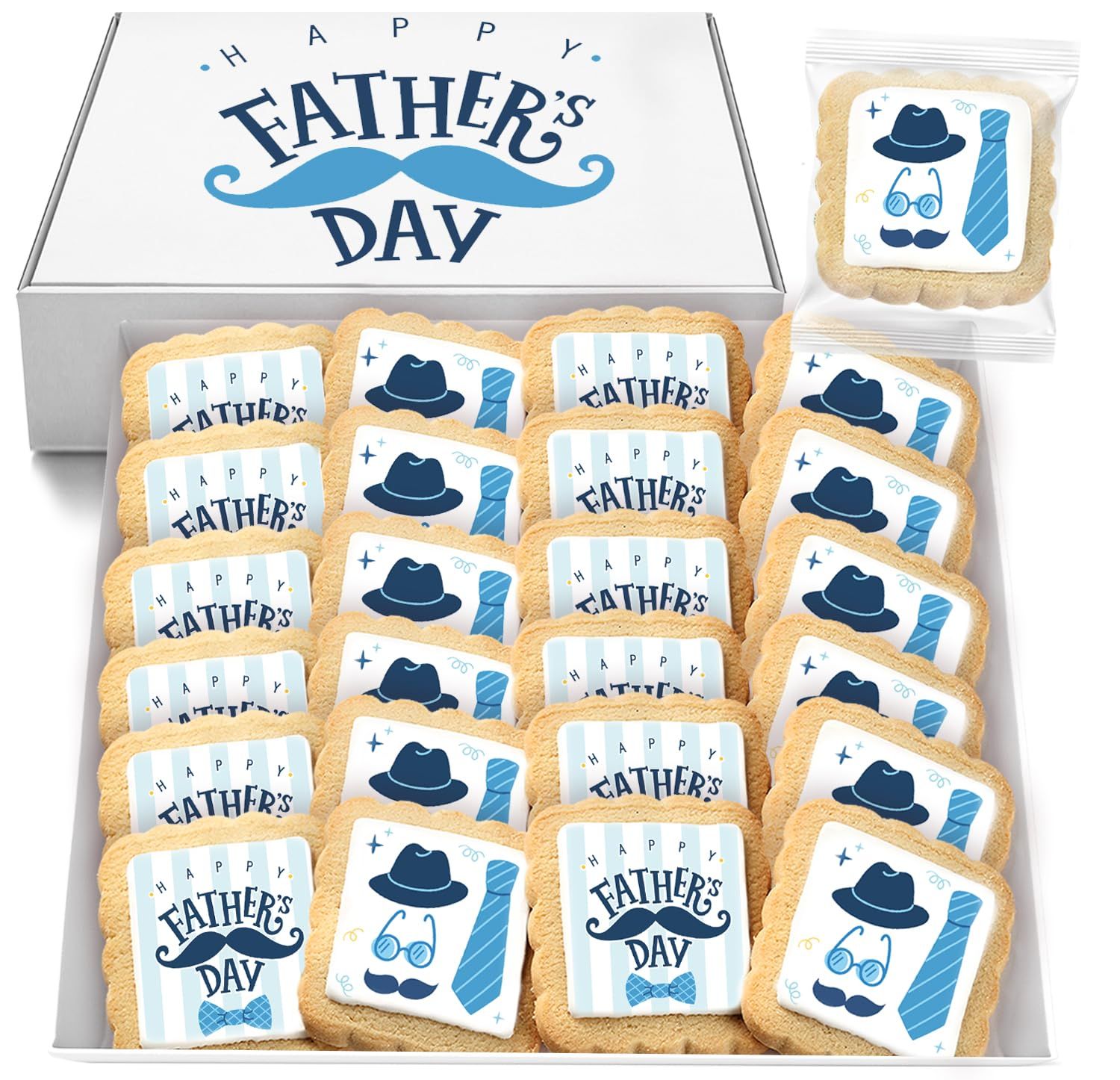 Fathers Day Cookies Party Favors 24 Pack Decorated Treats Bulk for Dad INDIVIDUALLY WRAPPED Sugar Cookies Gift Basket Peanut &amp; Nut Free