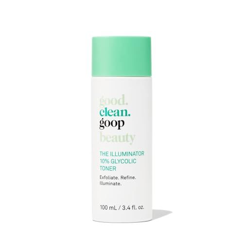 good.clean.goop Beauty The Illuminator 10 Glycolic Toner Correct Texture and Minimize Pores Glycolic Acid, Black Tea Ferment, &amp; Snow Mushroom Extract Helps Even Skin Tone Vegan 3.4 Fl oz