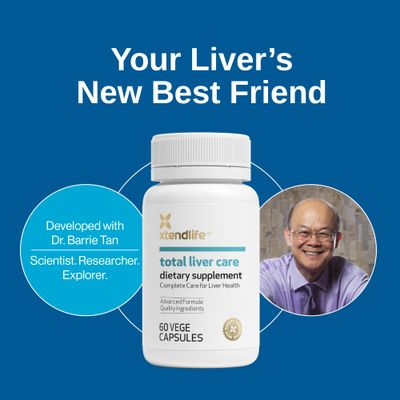 Xtendlife Total Liver Care - Natural Liver Support with Milk Thistle &amp; Tocotrienol - Science-Backed Blood Sugar &amp; Fat Management - 30 Day Supply