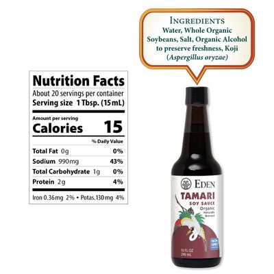 Eden Organic Tamari Soy Sauce, Naturally Fermented from Non GMO USA Soybeans, Gluten Free, 10 oz
