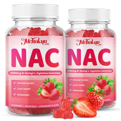 Mchokuu NAC Gummies 1000mg, N-Acetyl Cysteine Supplement for Adults &amp; Kids Immune Support Liver Detox &amp; Lung Health Antioxidant Supplement, Sugar-Free, Vegan, Strawberry Flavor, 120 Gummies
