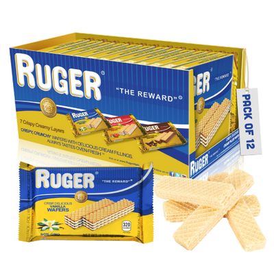 Ruger Wafers- Austrian Vanilla Wafers- 2.125 Ounce Pack of 12 - Crispy, Creamy, Delicious Vanilla Wafer Cookies made with Natural Ingredients. Heavy Gauge Packaging provides the longest shelf-life...