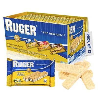 Ruger Wafers- Austrian Vanilla Wafers- 2.125 Ounce Pack of 12 - Crispy, Creamy, Delicious Vanilla Wafer Cookies made with Natural Ingredients. Heavy Gauge Packaging provides the longest shelf-life...