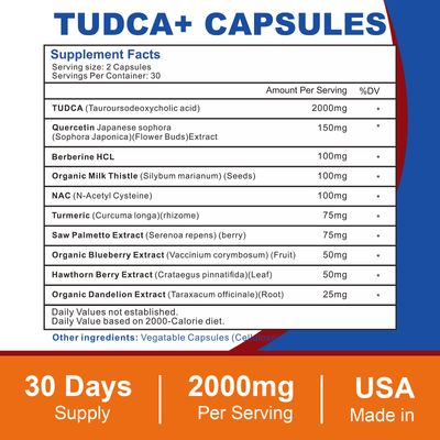 Spliferkou 2000mg Tudca Liver Support Supplement, Tudca Bile Salt with Milk Thistle and Nac,120 Capsules for 60 Days,Support for Liver, Detoxification,Immune System
