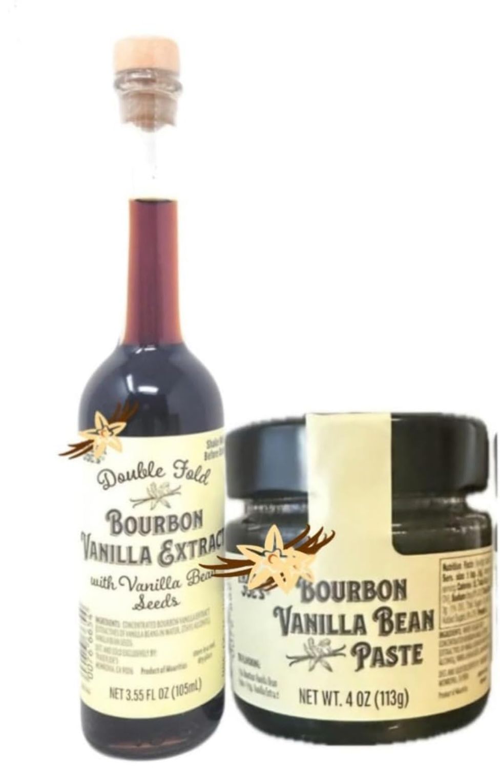 Bourbon Vanilla Bean Paste 4oz 113g and .Double Fold Bourbon Vanilla Extract, 3.55 fl oz Paste and Seed
