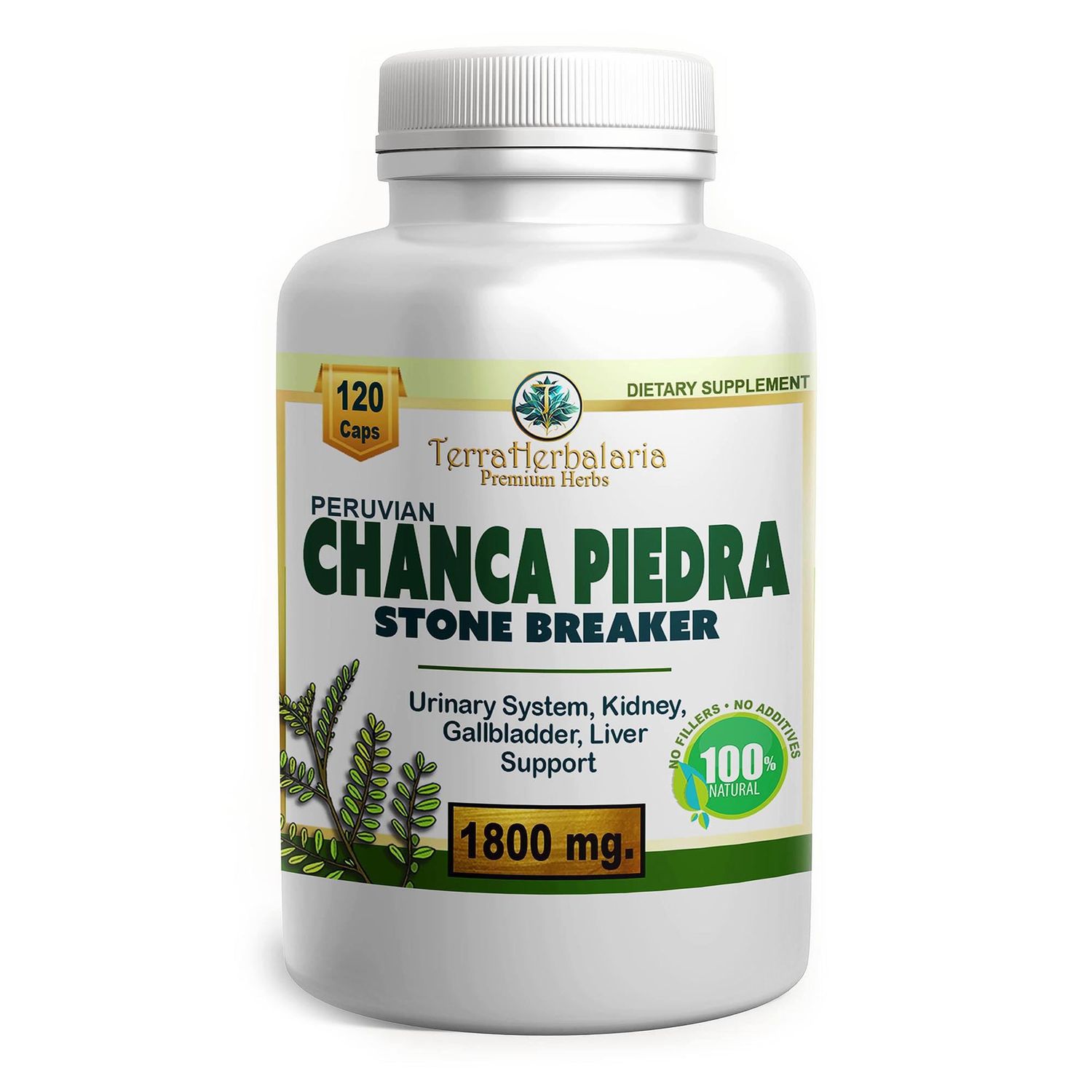 Chanca Piedra Stone Breaker Made in USA with Premium Chanca Piedra from Peru 1800 mg Stone Dissolver Crusher, Kidney &amp; Gallbladder Support Liver Support, Flush,120 Vegetarian Soft Capsules